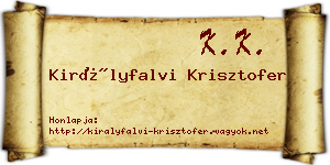 Királyfalvi Krisztofer névjegykártya